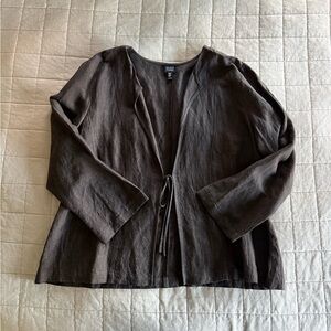 Eileen Fisher Tie Front Linen Blazer • Size XL